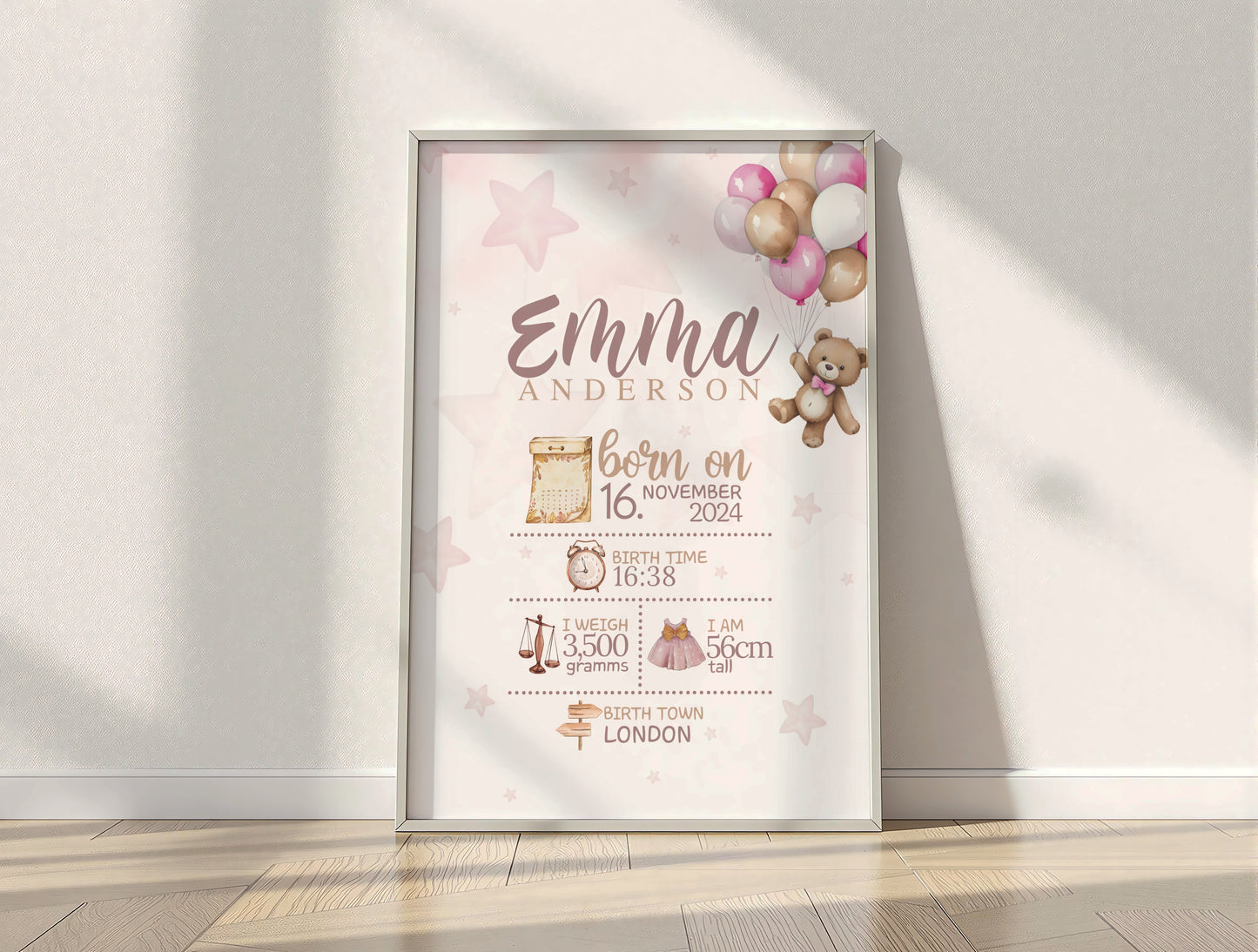 Personalized Baby Birth Print Digital File Only